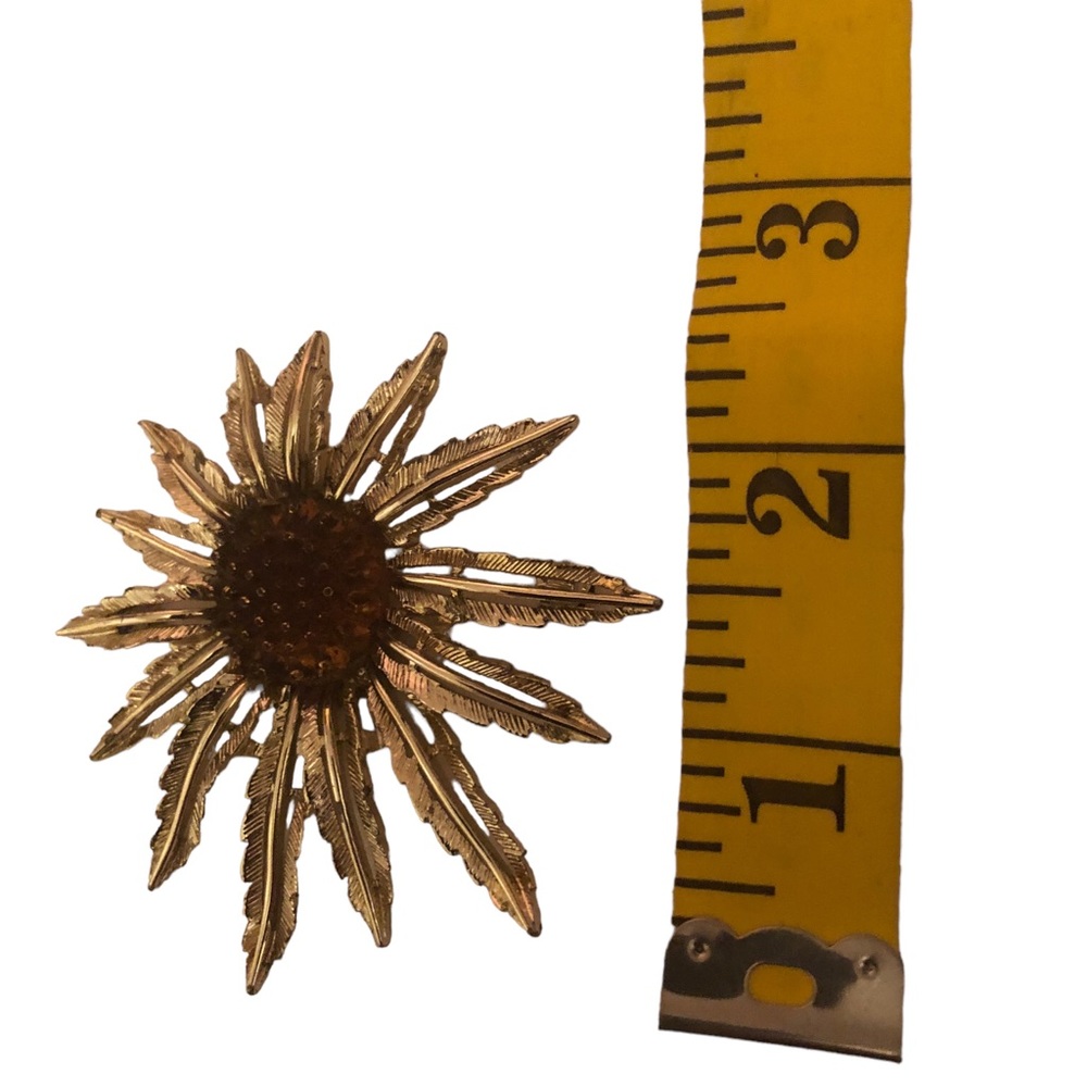 SARAH COVENTRY - Vintage Starburst Brooch Pin and Clip‎ Earrings Set - Sunflower - Picture 6 of 8
